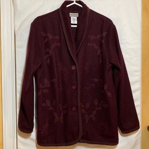 Coldwater Creek wool jacket, deep burgundy, size S (but fits larger)